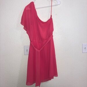 Like New Express One shoulder coral pink dress